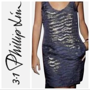 NWT 3.1 Phillip Lim Suspender Mini Dress Raisin Purple Gold Metallic Size 2 $585